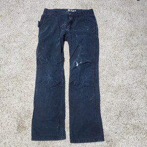 Vintage Carhartt Black Double Knee Carpenter Work Pants Distressed 30x30